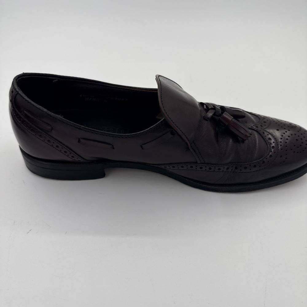 Dexter Mens 10.5 Burgundy Leather‎ Tassel Loafer Shoes Wingtip Brogue Design - Picture 8 of 13